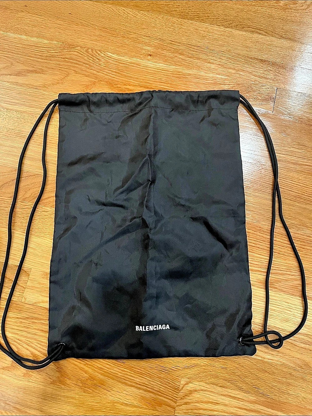 Balenciaga Nylon Logo Printed Drawstring Backpack Black